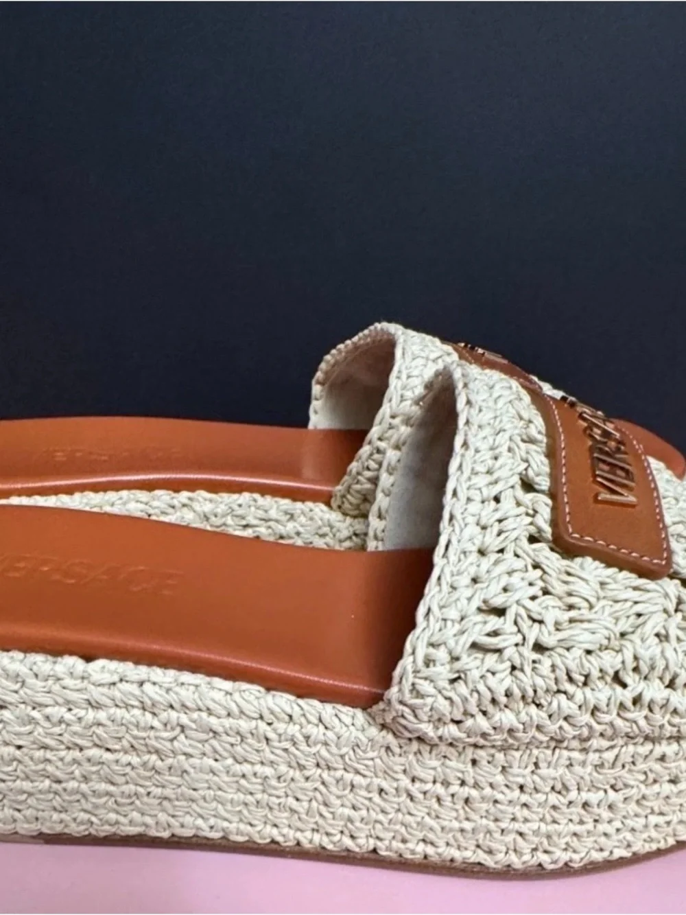 Versace 55MM  Espadrille Mules womens size 38/US 8